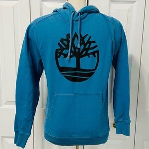 Timberland Teal Hooded Sweatshirt with Black Tree Logo